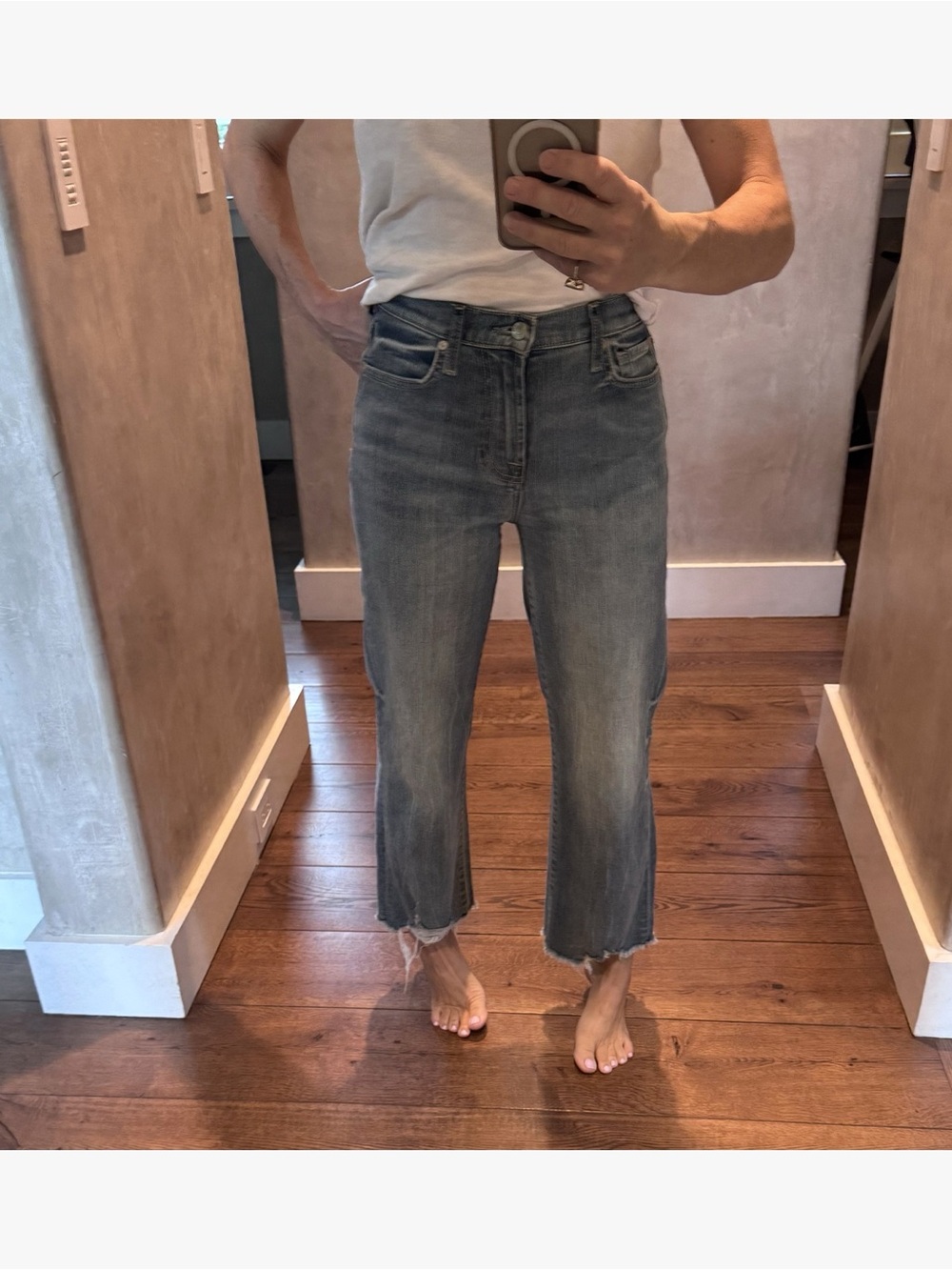 7 For All Mankind Cropped Alexa Raw-Hem Jeans, Size 26